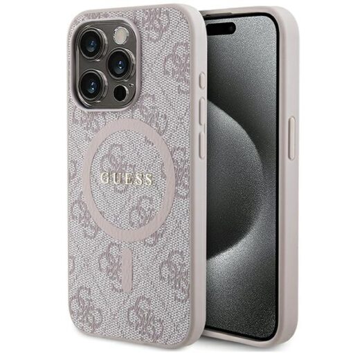 Guess case for iPhone 15 Pro Max 6,7" GUHMP15XG4GFRP pink HC MAGSAFE PU 4G RING CLASSIC LOGO