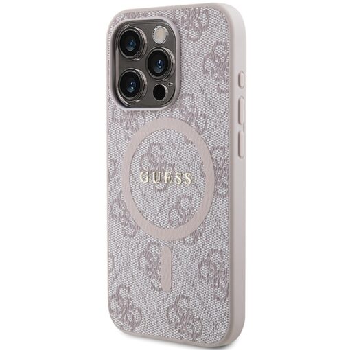Guess case for iPhone 15 Pro Max 6,7" GUHMP15XG4GFRP pink HC MAGSAFE PU 4G RING CLASSIC LOGO - Image 2