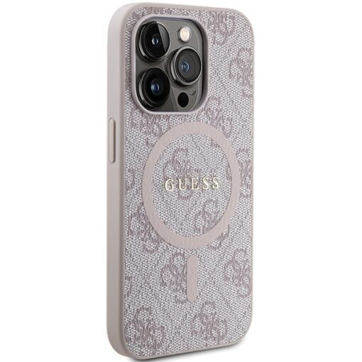 Guess case for iPhone 15 Pro Max 6,7" GUHMP15XG4GFRP pink HC MAGSAFE PU 4G RING CLASSIC LOGO - Image 4