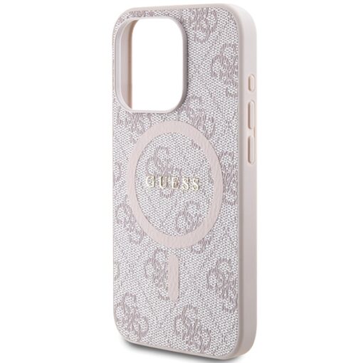 Guess case for iPhone 15 Pro Max 6,7" GUHMP15XG4GFRP pink HC MAGSAFE PU 4G RING CLASSIC LOGO - Image 6