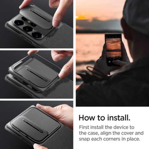 Spigen Optik Armor case for Samsung Galaxy S24 Ultra black - Image 14