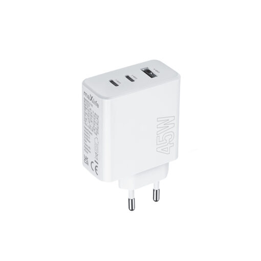 Maxlife MXTC-07-45ACC PD QC charger 2x USB-C 1x USB 45W white - Image 2