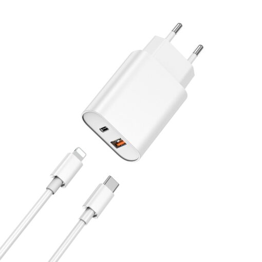 WIWU wall charger Wi-U002 PD + QC 20W 1x USB 1x USB-C white + cable USB-C - Lightning - Image 2