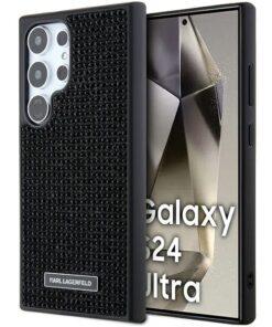 Karl Lagerfeld case for Samsung Galaxy S24 Ultra KLHCS24LHDSPRK black HC RHINESTONE LOGO METAL PLATE
