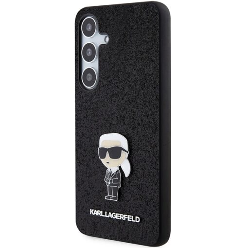 Karl Lagerfeld case for Samsung Galaxy S24 Plus KLHCS24MGKNPSK black HC IKONIK FIXED GLITTER IKONIK LOGO METAL PIN - Image 2