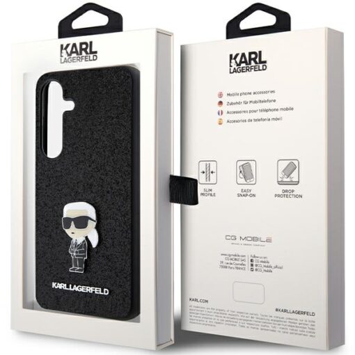 Karl Lagerfeld case for Samsung Galaxy S24 Plus KLHCS24MGKNPSK black HC IKONIK FIXED GLITTER IKONIK LOGO METAL PIN - Image 8
