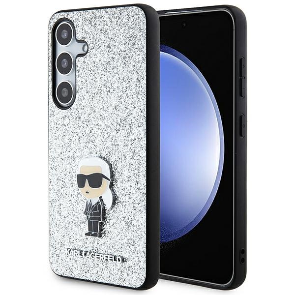 Karl Lagerfeld case for Samsung Galaxy S24 KLHCS24SGCNPSG silver HC IKONIK FIXED GLITTER IKONIK LOGO METAL PIN
