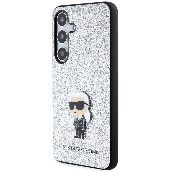 Karl Lagerfeld case for Samsung Galaxy S24 KLHCS24SGCNPSG silver HC IKONIK FIXED GLITTER IKONIK LOGO METAL PIN - Image 2