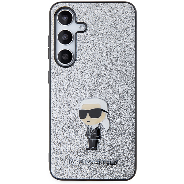 Karl Lagerfeld case for Samsung Galaxy S24 KLHCS24SGCNPSG silver HC IKONIK FIXED GLITTER IKONIK LOGO METAL PIN - Image 3