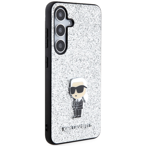 Karl Lagerfeld case for Samsung Galaxy S24 KLHCS24SGCNPSG silver HC IKONIK FIXED GLITTER IKONIK LOGO METAL PIN - Image 4