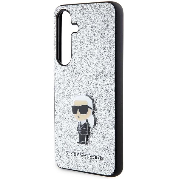 Karl Lagerfeld case for Samsung Galaxy S24 KLHCS24SGCNPSG silver HC IKONIK FIXED GLITTER IKONIK LOGO METAL PIN - Image 6