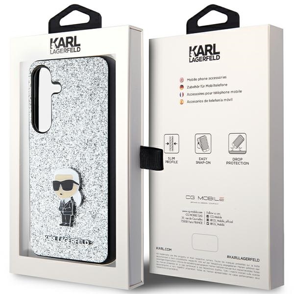 Karl Lagerfeld case for Samsung Galaxy S24 KLHCS24SGCNPSG silver HC IKONIK FIXED GLITTER IKONIK LOGO METAL PIN - Image 8