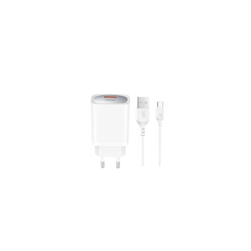 XO wall charger CE19 QC 18W 1x USB white + cable microUSB