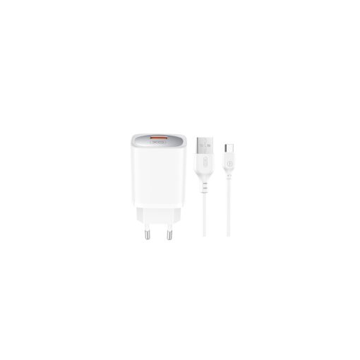 XO wall charger CE19 QC 18W 1x USB white + cable USB-C