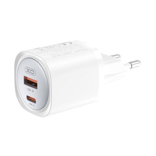 XO wall charger CE21 PD 30W 1x USB-C 1x USB white + cable USB-C - Lightning - Image 3