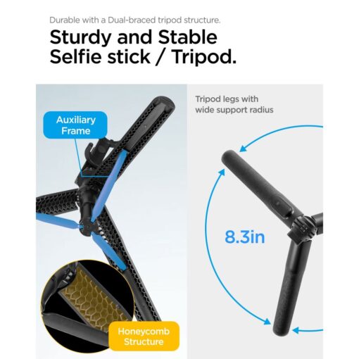 Spigen S560W Bluetooth selfie stick tripod black - Image 14