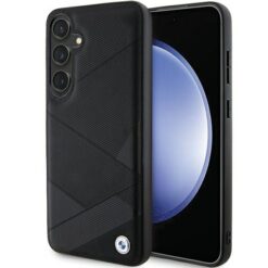 BMW case for Samsung Galaxy S24 Plus black Signature Leather Crossing Lines Pattern
