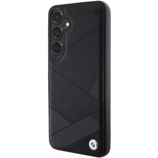 BMW case for Samsung Galaxy S24 Plus black Signature Leather Crossing Lines Pattern - Image 2