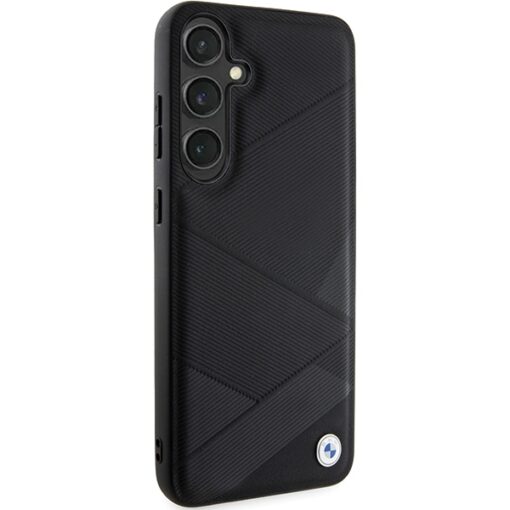 BMW case for Samsung Galaxy S24 Plus black Signature Leather Crossing Lines Pattern - Image 4