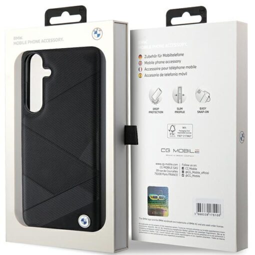 BMW case for Samsung Galaxy S24 Plus black Signature Leather Crossing Lines Pattern - Image 8