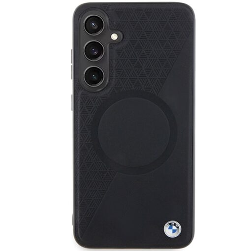 BMW case for Samsung Galaxy S24 Plus black Signature Leather Half Textured & Circle MagSafe - Image 3