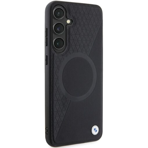 BMW case for Samsung Galaxy S24 Plus black Signature Leather Half Textured & Circle MagSafe - Image 4