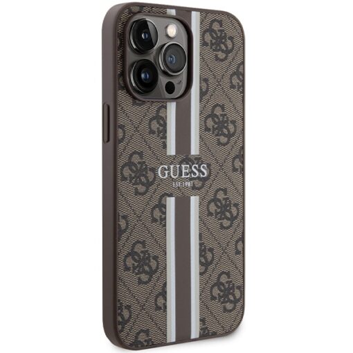 Guess case for iPhone 15 Pro Max 6,7" GUHMP15XP4RPSW brązowa HC MAGSAFE 4G PRINTED STRIPES - Image 4