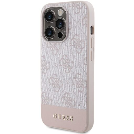 Guess case for iPhone 15 Pro 6,1" GUHCP15LG4GLPI pink HC PC/TPU 4G PU BOTTOM STRIPE - Image 2