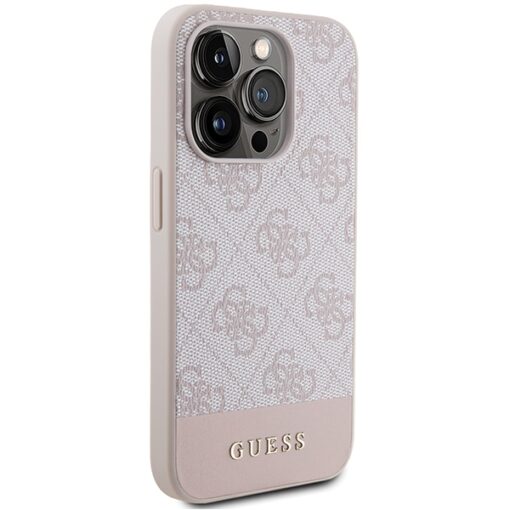 Guess case for iPhone 15 Pro 6,1" GUHCP15LG4GLPI pink HC PC/TPU 4G PU BOTTOM STRIPE - Image 4