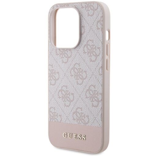 Guess case for iPhone 15 Pro 6,1" GUHCP15LG4GLPI pink HC PC/TPU 4G PU BOTTOM STRIPE - Image 6