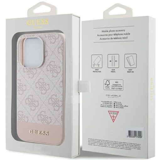 Guess case for iPhone 15 Pro 6,1" GUHCP15LG4GLPI pink HC PC/TPU 4G PU BOTTOM STRIPE - Image 8