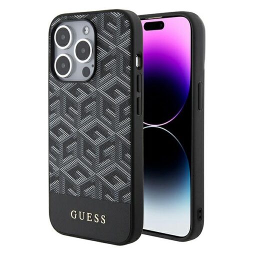 Guess case for iPhone 14 Pro Max 6,7" GUHMP15XHGCFSEK black HC MAGSAFE GCUBE PU STRIPE