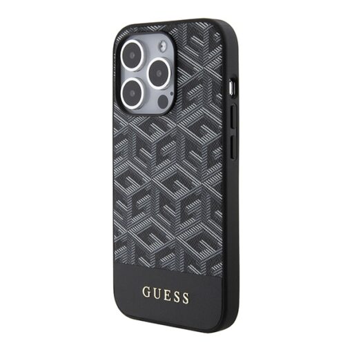 Guess case for iPhone 14 Pro Max 6,7" GUHMP15XHGCFSEK black HC MAGSAFE GCUBE PU STRIPE - Image 2