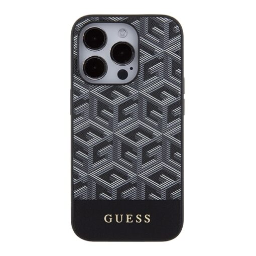 Guess case for iPhone 14 Pro Max 6,7" GUHMP15XHGCFSEK black HC MAGSAFE GCUBE PU STRIPE - Image 3