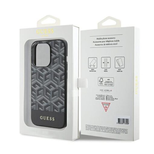 Guess case for iPhone 14 Pro Max 6,7" GUHMP15XHGCFSEK black HC MAGSAFE GCUBE PU STRIPE - Image 8