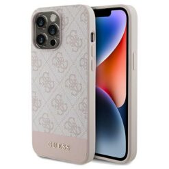 Guess case for iPhone 14 Pro 6,1" GUHCP14LG4GLPI pink HC PC/TPU 4G PU BOTTOM STRIPE