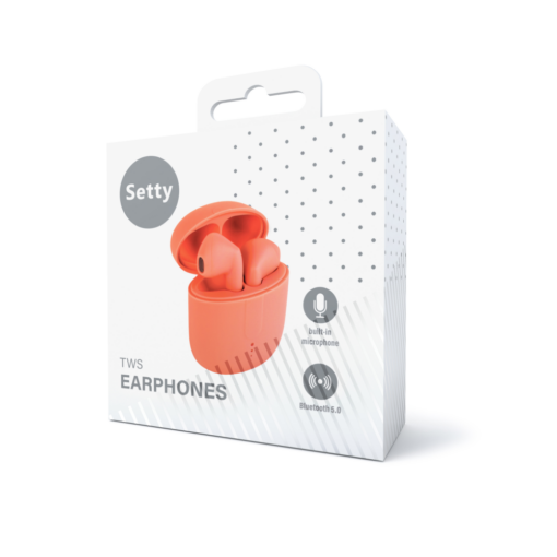 Setty Bluetooth earphones TWS with a charging case STWS-110 orange - Image 3