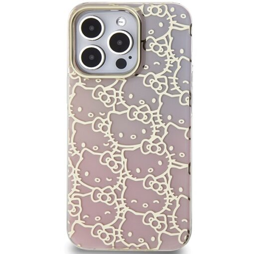 Hello Kitty case for iPhone 15 Pro 6,1" pink hardcase IML Gradient Electrop Crowded Kitty Head - Image 3