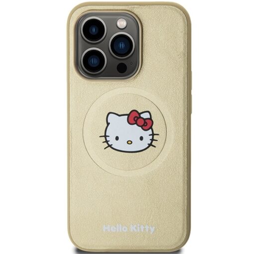 Hello Kitty case for iPhone 15 Pro 6,1" gold hardcase Leather Kitty Head MagSafe - Image 3