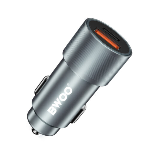 BWOO 38W fast car charger BO-CC73 QC 18W + PD 20W, grey silver