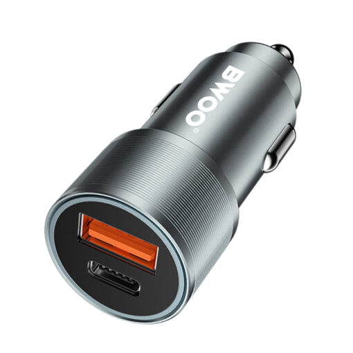 BWOO 38W fast car charger BO-CC73 QC 18W + PD 20W, grey silver - Image 3