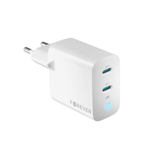 Forever TC-06-65CC GaN PD QC charger 2x USB-C 65W white