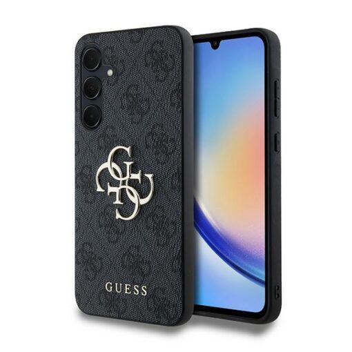 Guess case for Samsung Galaxy A35 GUHCSA354GMGGR black HC PU big 4G metal logo