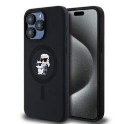 Karl Lagerfeld case for iPhone 15 Pro Max 6,7" KLHMP15XSCMKCRHK black HC Magsafe silicone kc heads ring