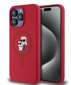 Karl Lagerfeld case for iPhone 15 Pro Max 6,7" KLHMP15XSCMKCRHR red HC Magsafe silicone kc heads ring
