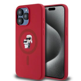 Karl Lagerfeld case for iPhone 15 Pro Max 6,7" KLHMP15XSCMKCRHR red HC Magsafe silicone kc heads ring