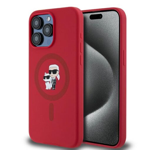 Karl Lagerfeld case for iPhone 15 Pro Max 6,7" KLHMP15XSCMKCRHR red HC Magsafe silicone kc heads ring