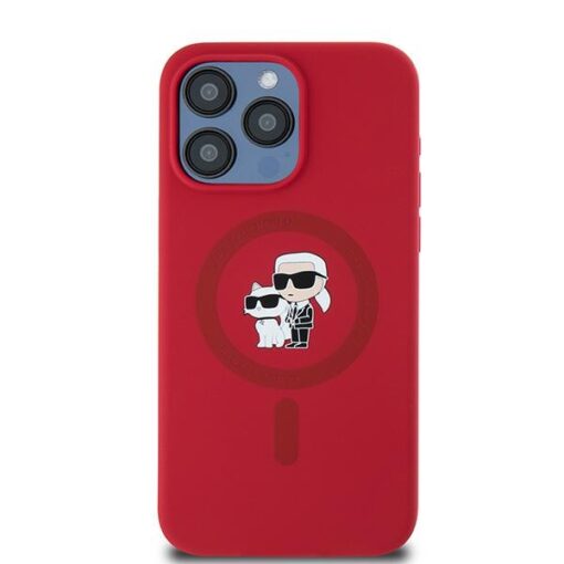 Karl Lagerfeld case for iPhone 15 Pro Max 6,7" KLHMP15XSCMKCRHR red HC Magsafe silicone kc heads ring - Image 3