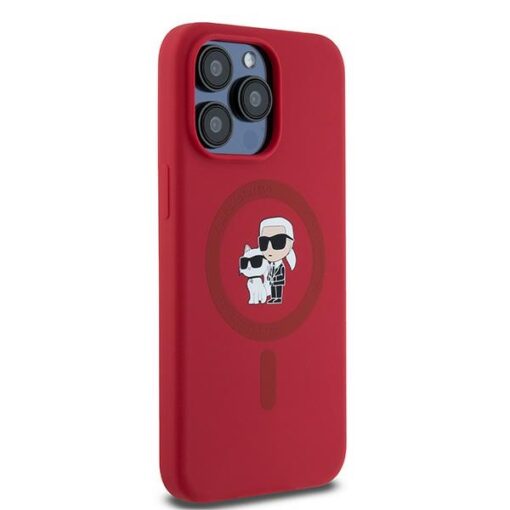 Karl Lagerfeld case for iPhone 15 Pro Max 6,7" KLHMP15XSCMKCRHR red HC Magsafe silicone kc heads ring - Image 4