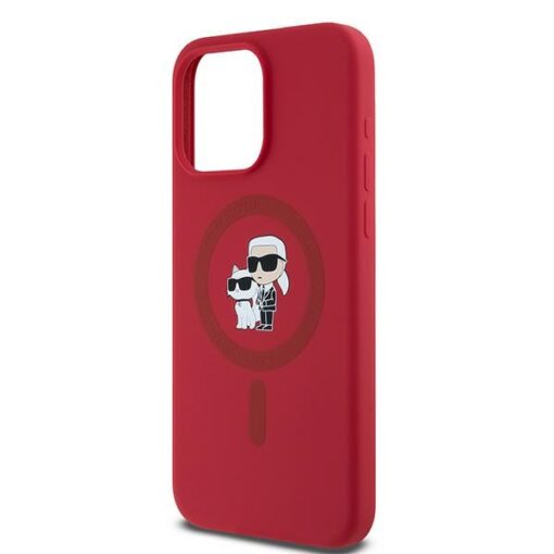 Karl Lagerfeld case for iPhone 15 Pro Max 6,7" KLHMP15XSCMKCRHR red HC Magsafe silicone kc heads ring - Image 6